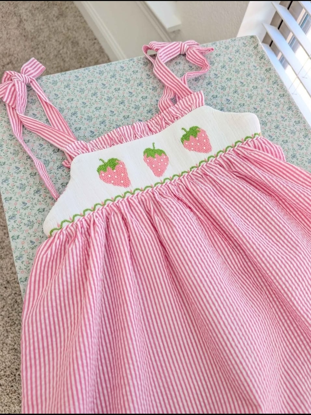3/4/5T Smocked Strawberry Dress